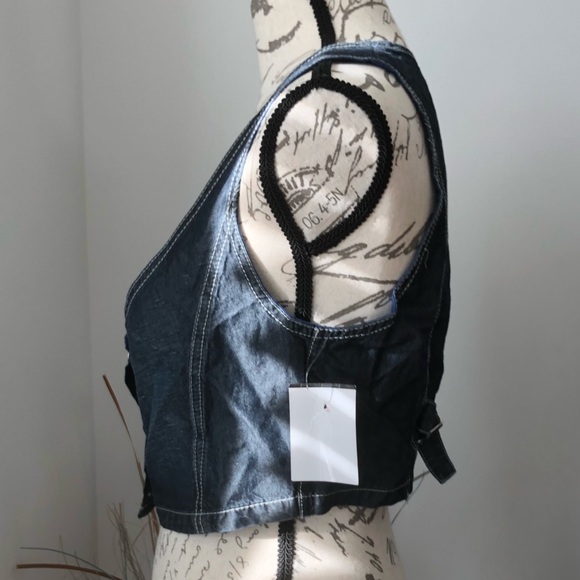 NWOT-Sarah Pacini SLEEVELESS DENIM TOP - Picture 6 of 8